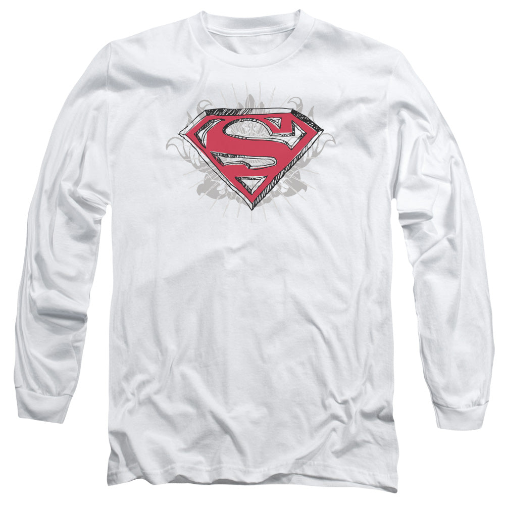 Superman Hastily Drawn Shield Long Sleeve T-Shirt