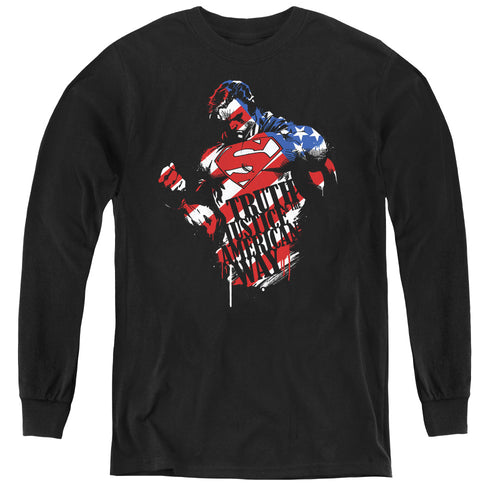 Superman The American Way Text Youth Long Sleeve T-Shirt