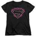 Superman Fuchsia Flames Womens T-Shirt