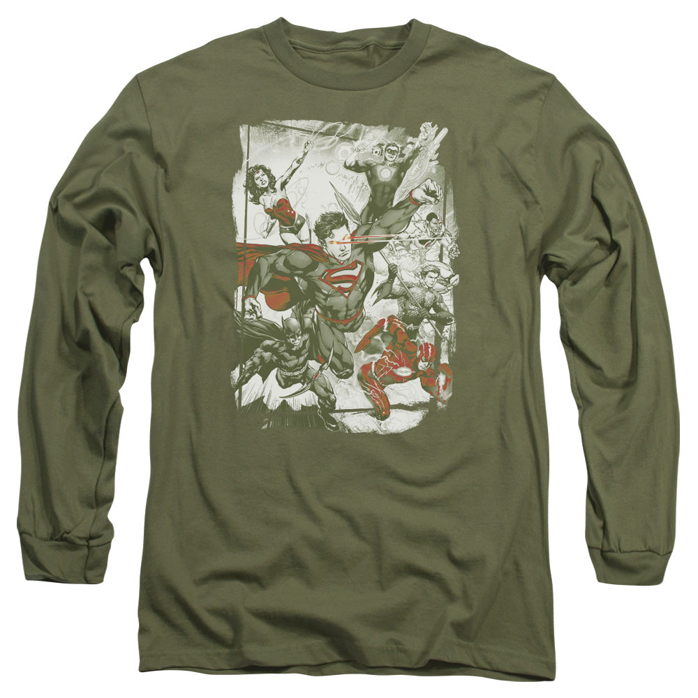 Justice League Green And Red Long Sleeve T-Shirt