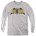 The Batman Vintage Bat Logo on Gray Youth Long Sleeve T-Shirt