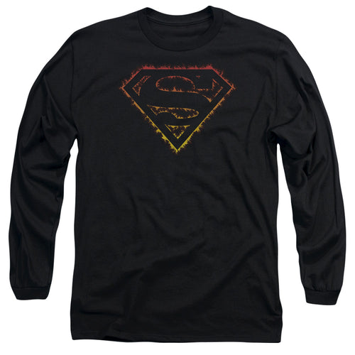 Superman Flame Outlined Logo Long Sleeve T-Shirt