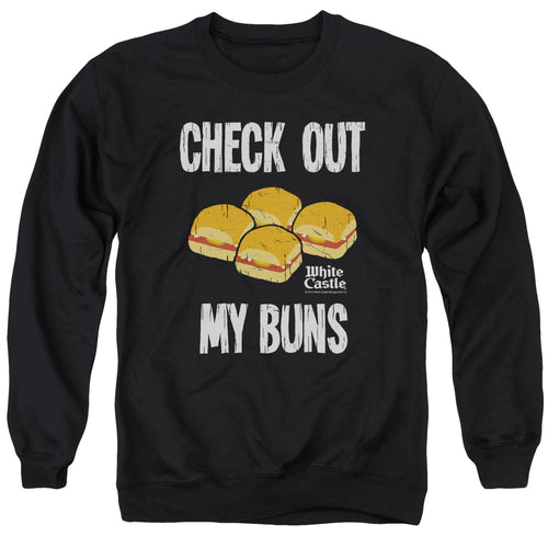 White Castle Check Out My Buns on Black Crewneck Sweatshirt