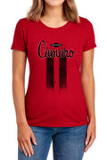 Chevy Camaro Stripes Red Womens T-Shirt